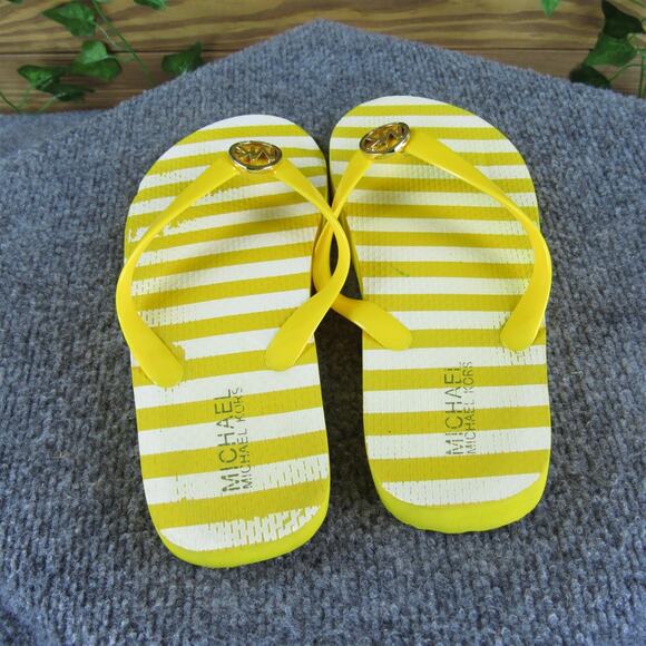 Michael Kors Women's Flip Flop Yellow Synthetic Sz 8 Medium Gently Used 2025 - Picture 4 of 6